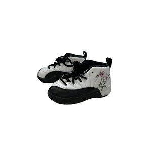 Nike Jordan 12 Retro TD Floral Embroidered Black/White/Multi DR6995 Sz 8C